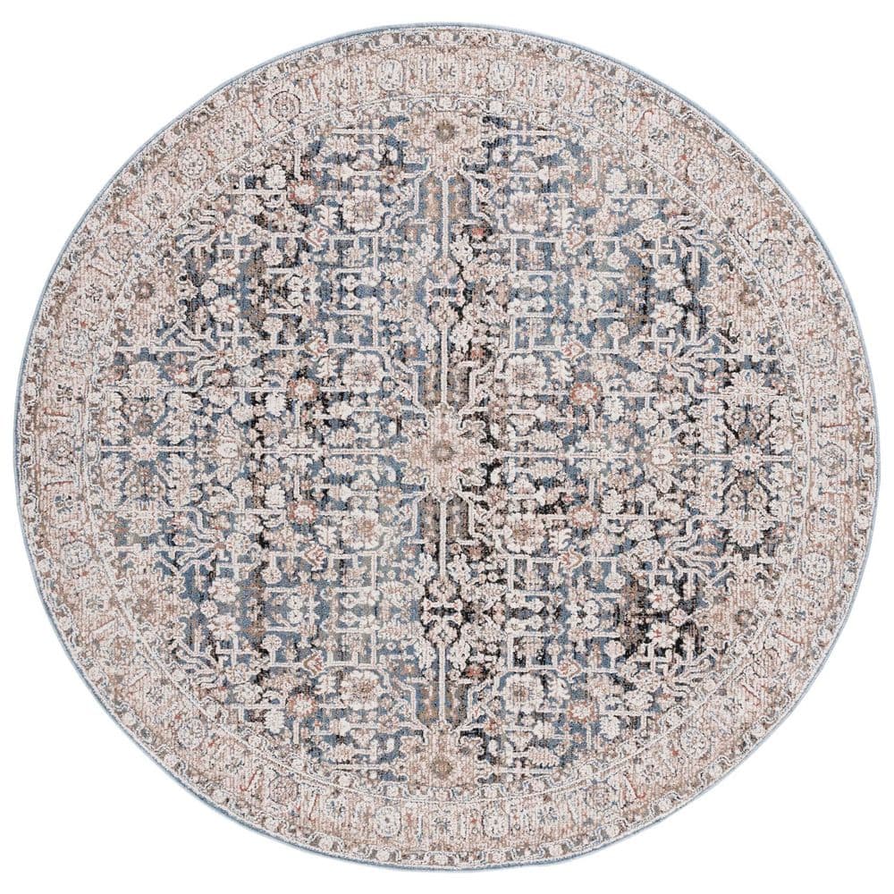 Vivaldi 7 ft. x 7 ft. Blue/Ivory Floral Border Round Area Rug price history on PriceWatchPro