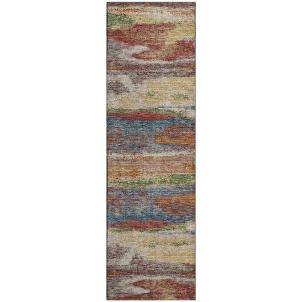 Mayfield Premium Machine Washable Abstract AMF942 Paprika 2 ft. 3 in. x 7 ft. 6 in. Runner Rug