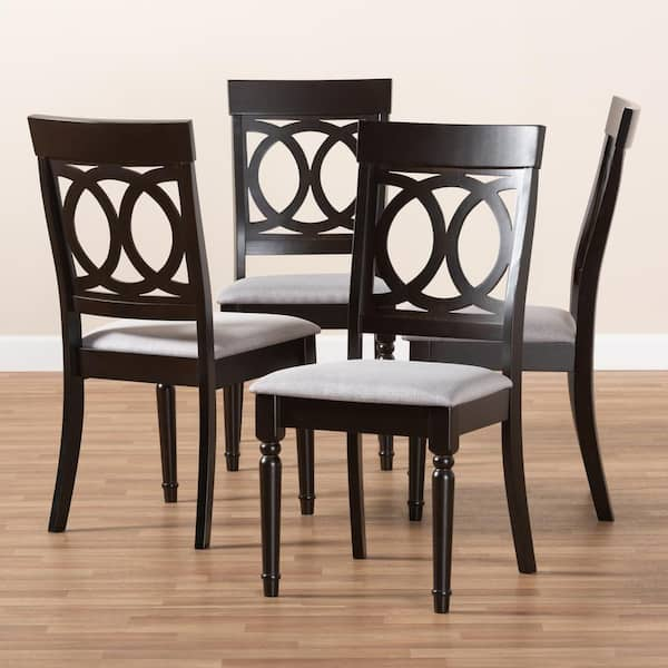 Baxton Studio Lucie Gray and Espresso Fabric Dining Chair Set of