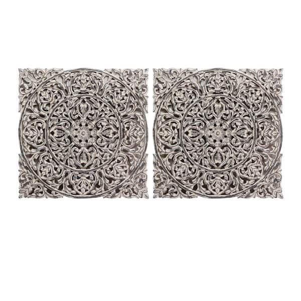 A & B Home Carved Out White Wood Panel (Set of 2)