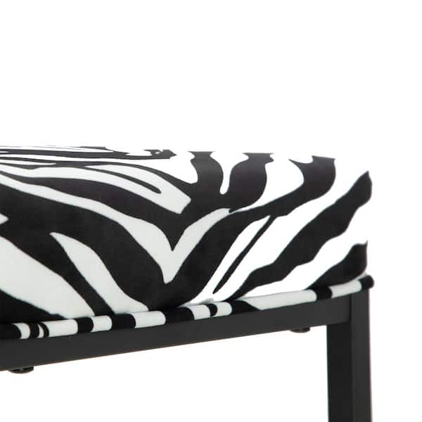 PHI VILLA 24 in. Black Zebra Print Thick Cushion Backless