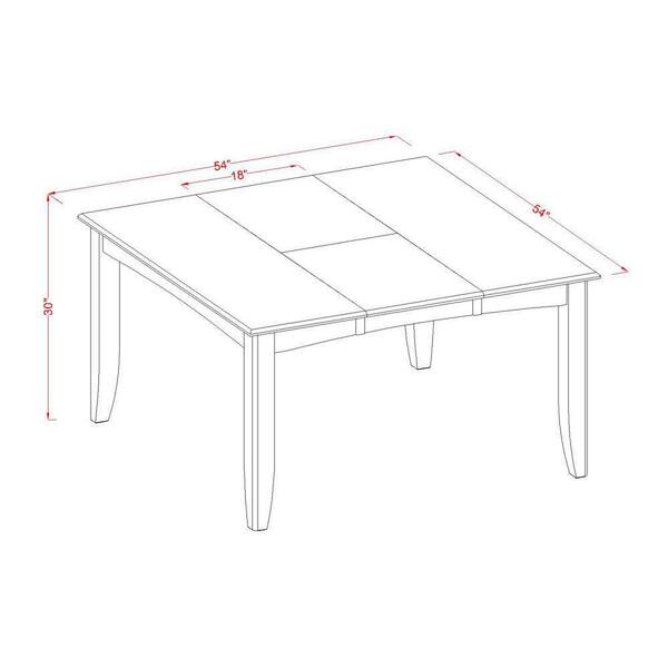 East West Furniture 7-Piece Square Black & Cherry Finish Solid
