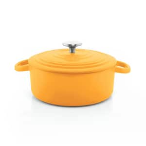 3 qt. Round Enameled Cast Iron Dutch Oven in Marigold with Lid