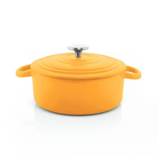 Chantal 3 qt. Round Enameled Cast Iron Dutch Oven in Marigold with Lid