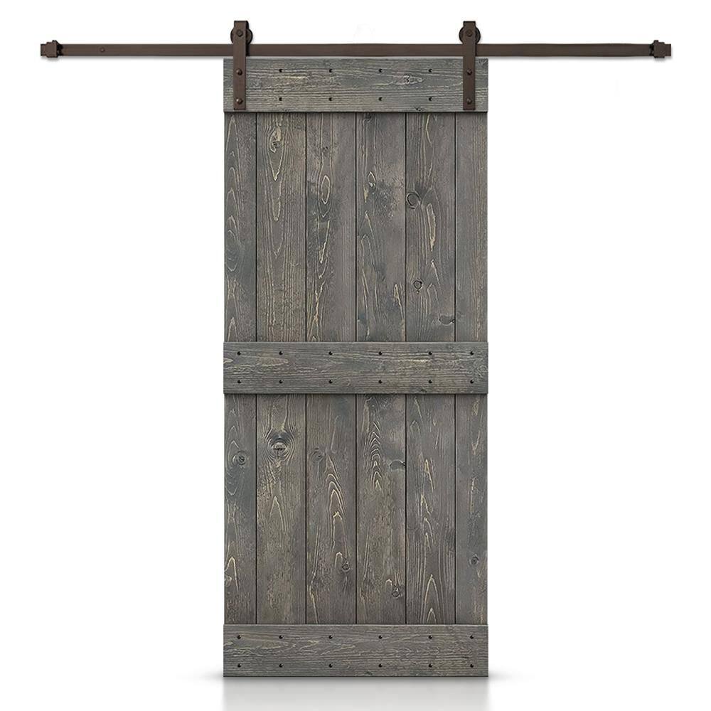34 in. x 84 in. Distressed Mid-Bar Series Weather Gray Stained DIY Wood Interior Sliding Barn Door with Hardware Kit price history on PriceWatchPro