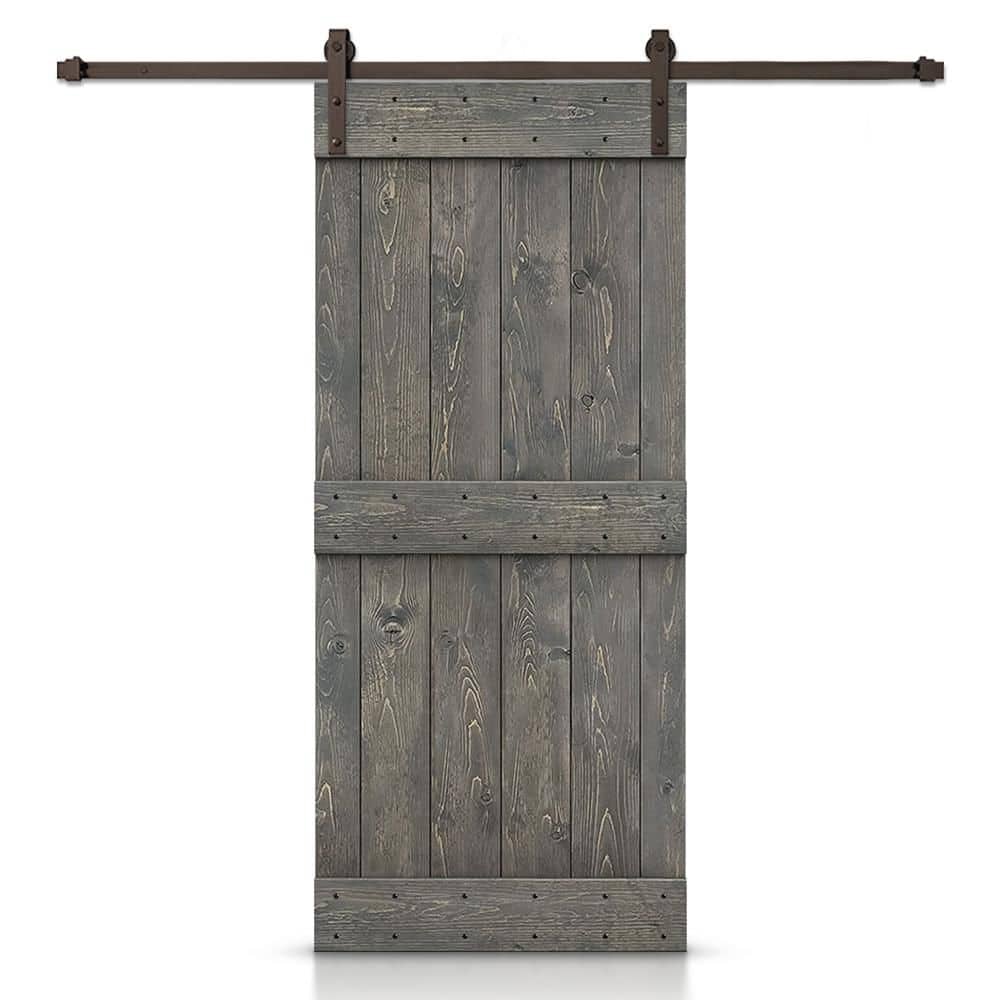 42 in. x 80 in. Mid-Bar Series Solid Core Weather Gray Stained DIY Wood Interior Sliding Barn Door with Hardware Kit price history on PriceWatchPro