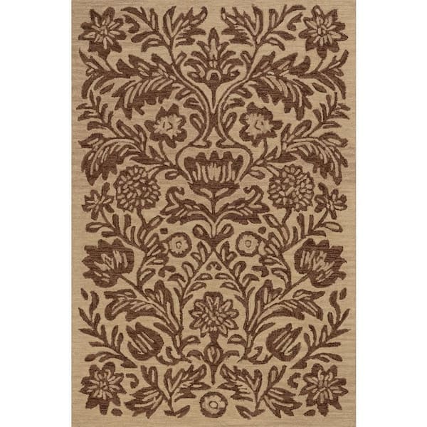 Virelia Transitional Floral and Paisley Area Brown 6 ft. x 9 ft. Indoor Area Rug