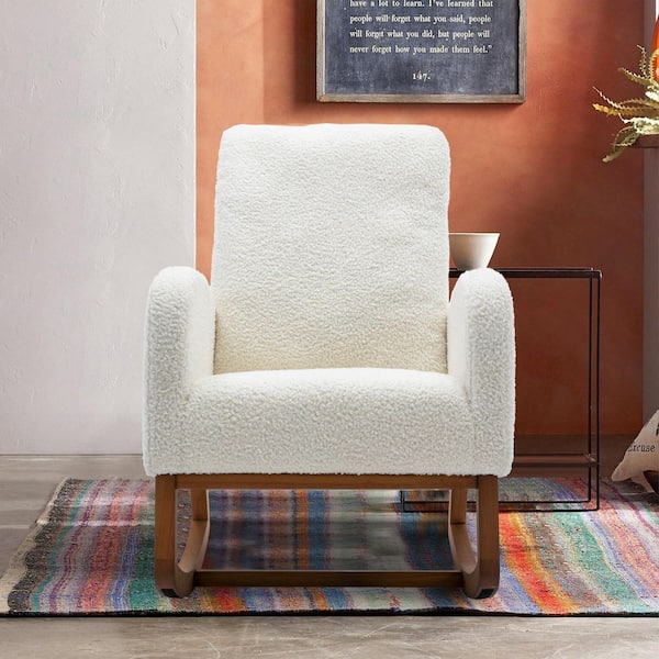 Esters wood arm discount chair sherpa white