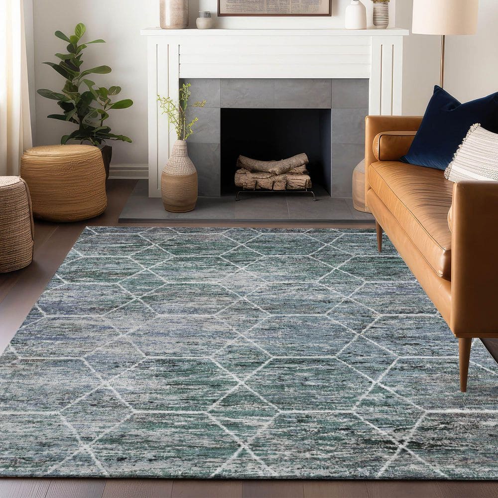Chantille Machine Washable Indoor/Outdoor Abstract ACN1724 Teal 9 ft. x 12 ft. Area Rug price history on PriceWatchPro