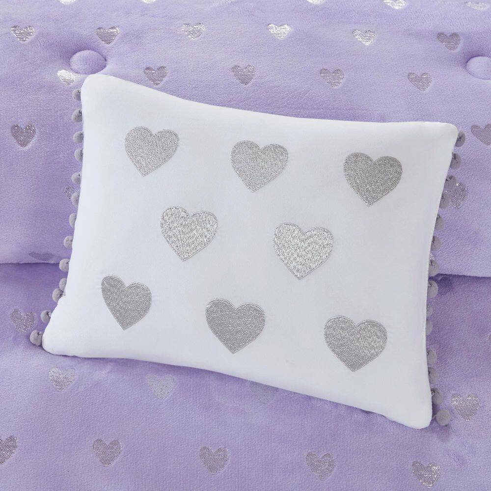 Full Purple and Silver Microfiber Kids Comforter Set