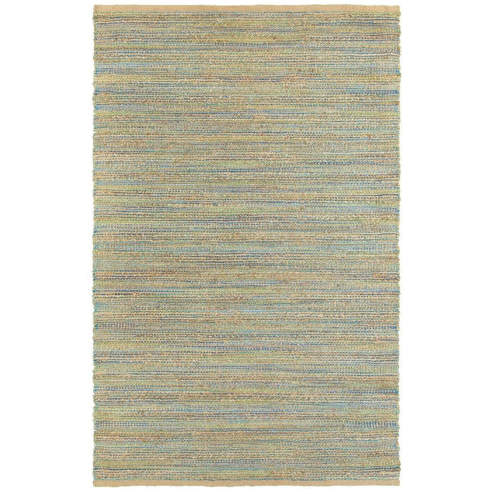 Natural Jute and Chenille Tan/Blue/Green 5 ft. x 7 ft. 9 in. Handwoven Area