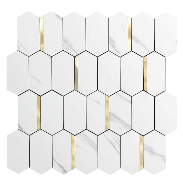 Yipscazo 12.2 in. W x 12.6 in. L Long Hexagon PVC Peel and Stick Backsplash Tile for Kitchen and Bathroom(Sample)