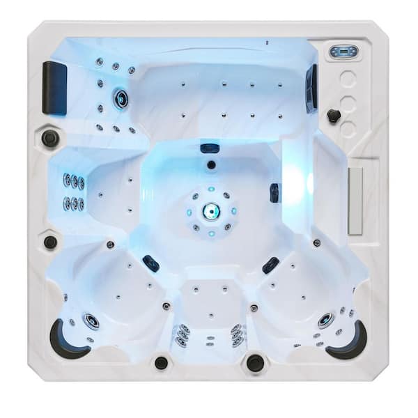 SIERRA SPAS Galley 5-Person 69-Jet 240V Hot Tub with Cloud Gray Interior, Oz1, and Bluetooth