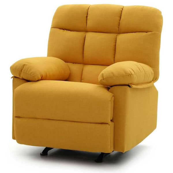 Passion Furniture Cindy Yellow Fabric Upholstery Reclining Chair