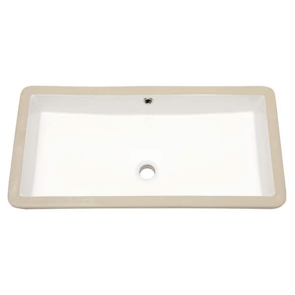 LORDEAR 28 in. x 14 in. Rectangular Bathroom Undermount Single Bowl Vessel Sink in White