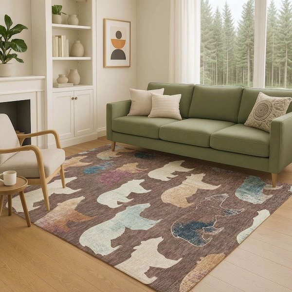 Chantille Machine Washable Indoor/Outdoor Abstract ACN2338 Chocolate 3 ft. x 5 ft. Area Rug