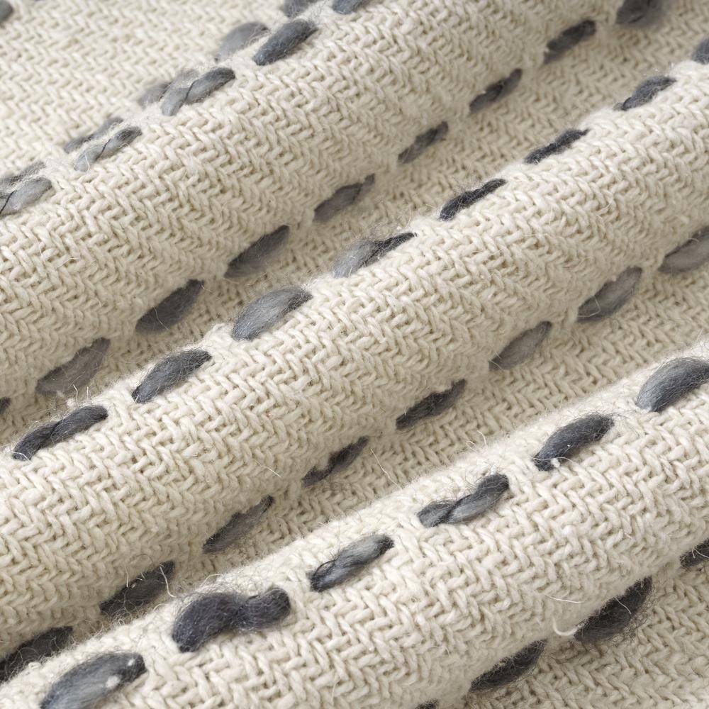 Black and Ivory Cotton Blend Tassel Throw Pillow