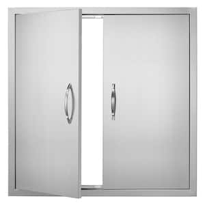 Double Outdoor Kitchen Door 31 in. W x 31 in. H BBQ Access Door Stainless Steel Flush Mount Door Wall Vertical Door
