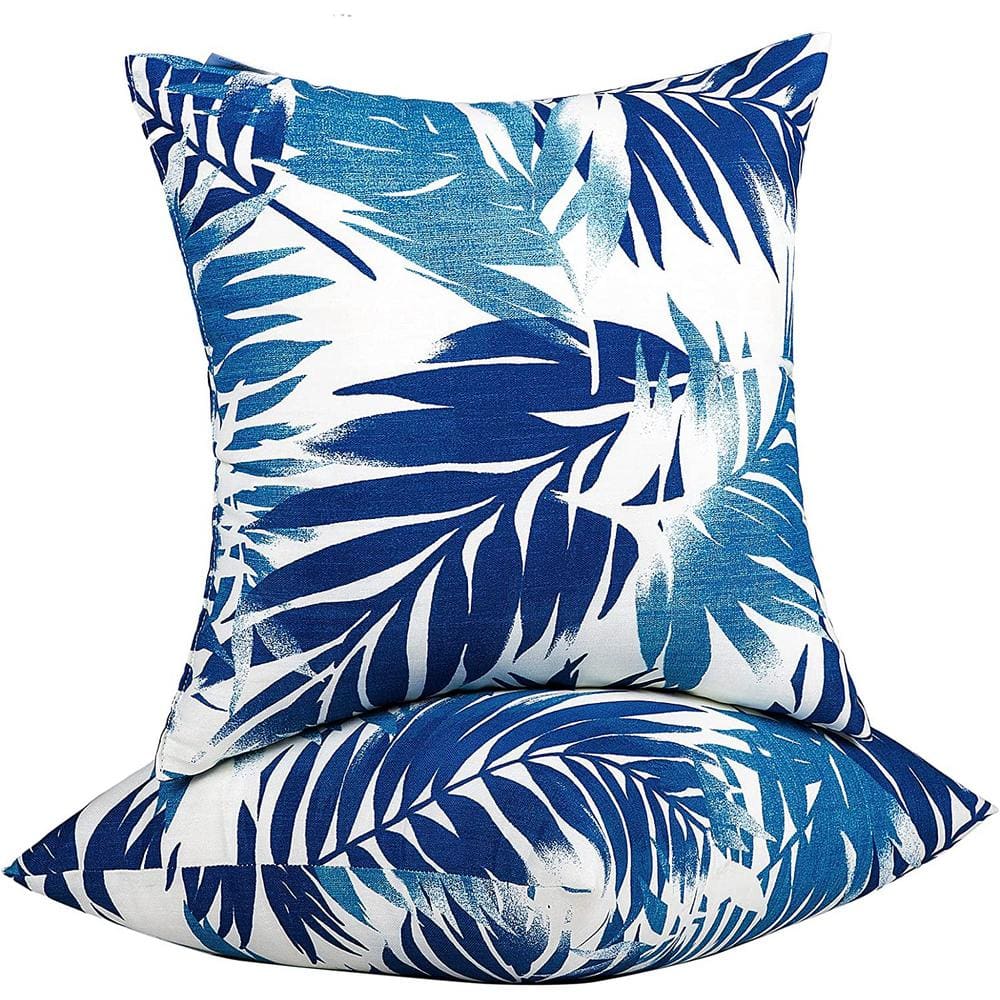 18 in. x 18 in. Blue Outdoor Water Resistance Decorative Bolster Pillows wi