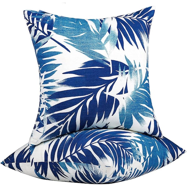 Unbranded 18 in. x 18 in. Blue Outdoor Water Resistance Decorative Bolster Pillows with Inserts for Patio Furniture (Pack of 2)