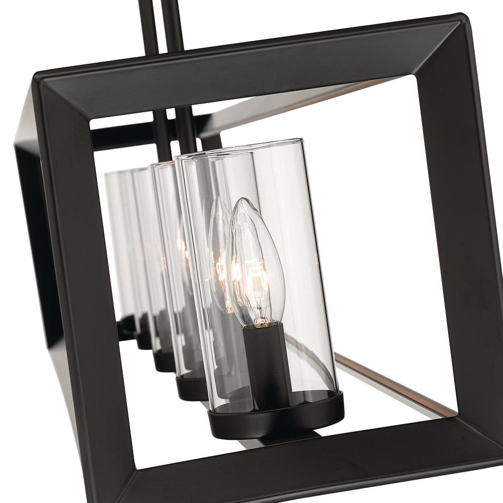 Smyth Contemporary 5-Light Linear Pendant in Matte Black with Clear Glass