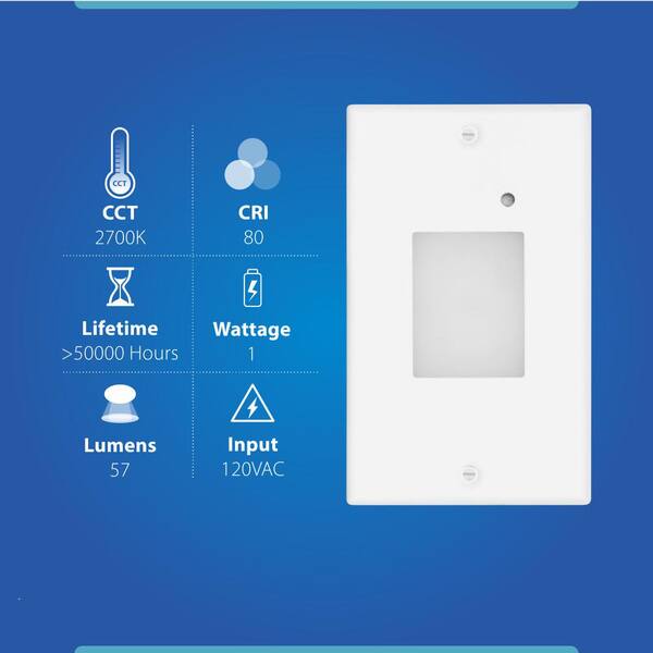 STP Series Hardwire White LED Stair Light with Dusk to Dawn Sensor