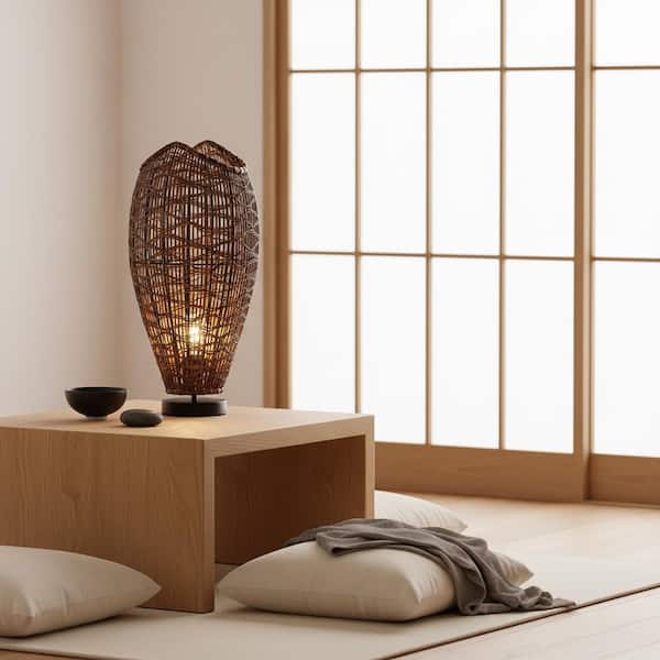 ELE Light & Decor Kyoto 18 in. Matte Black Coastal Boho Japandi