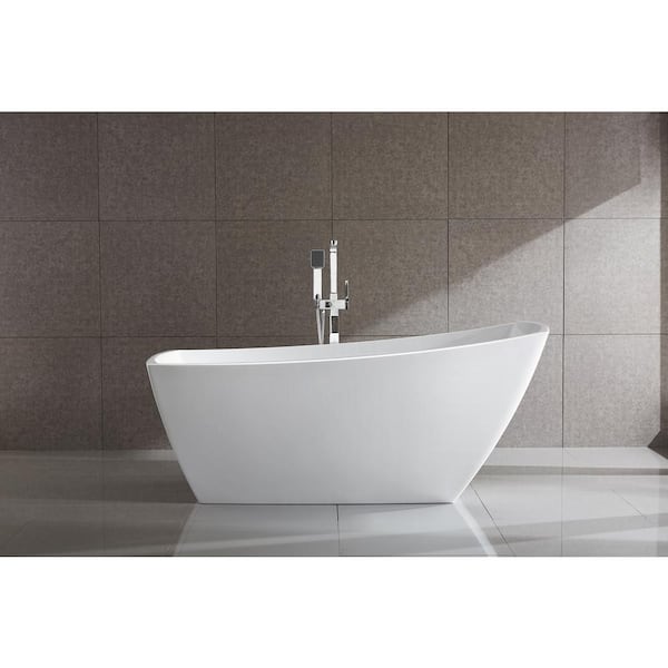 Albi 67 in. Acrylic Flatbottom Non-Whirlpool Freestanding Bathtub in Glossy White