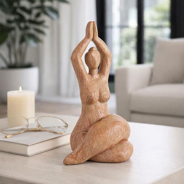 Sagebrook Home Resin 11 in. Brown Namaste Female Yoga Figurine