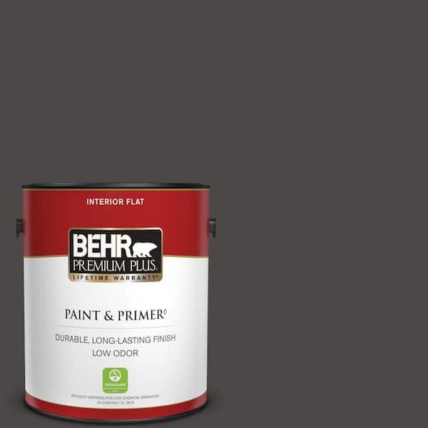 BEHR PREMIUM PLUS 1 gal. Home Decorators Collection #HDC-CL-14A Warm Onyx Flat Low Odor Interior Paint & Primer