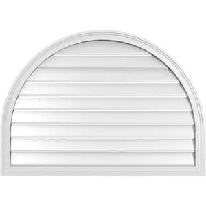 42 in. x 30 in. Round Top Surface Mount PVC Gable Vent: Functional with Brickmould Frame