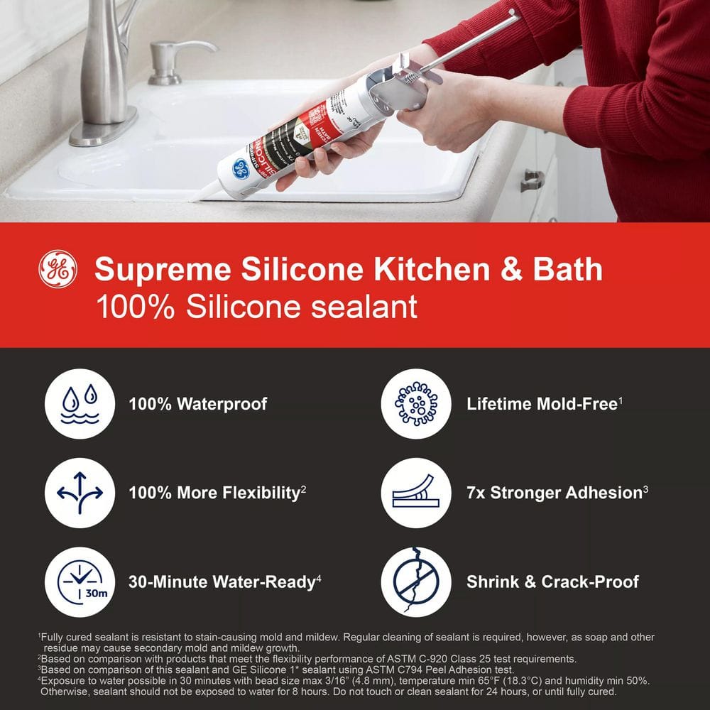 Supreme Silicone 10.1-oz White Kitchen and Bath Sealant Caulk