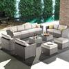XIZZI Jasmine 12-Piece Wicker Outdoor Sectional Set with Beige Cushions XXW600BE-12
