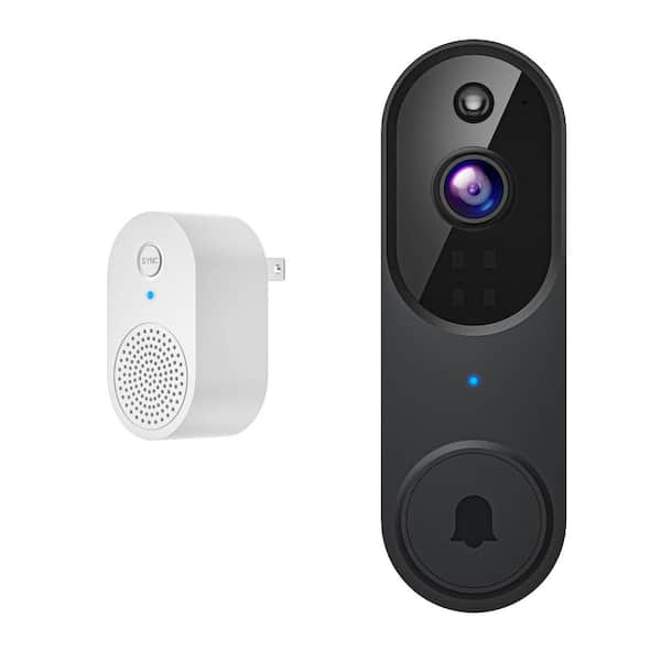 BIBIVIS Black Wireless Wi-Fi Video Doorbell Camera, AI Motion Detection, Night Vision and Cloud Storage Plug-in Ring Doorbell