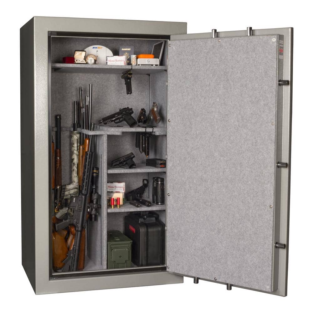 Gray Fireproof 30-Gun Safe with Mechanical Dial Lock