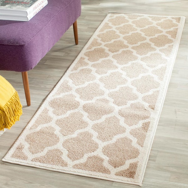 Amherst Wheat/Beige 2 ft. x 9 ft. Geometric Trellis Runner Rug