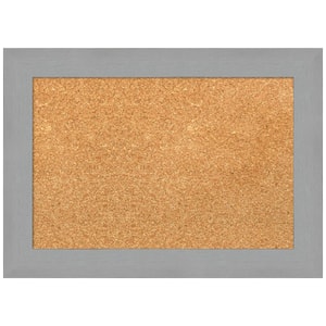 Brushed Nickel 21.38 in. x 15.38 in. Framed Corkboard Memo Board