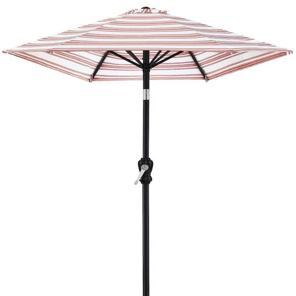Unbranded 10 ft. Steel Market Tilt Patio Umbrella in Striped Rust