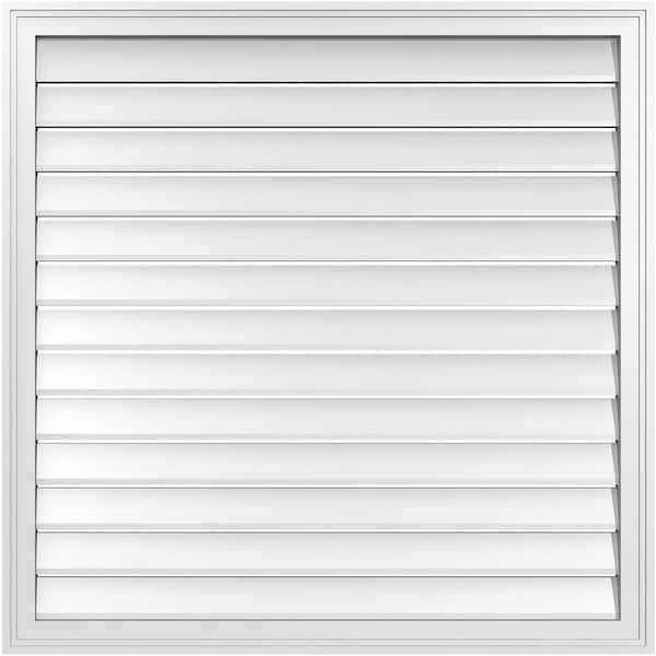 Ekena Millwork 40" x 40" Rectangular White PVC Paintable Gable Louver Vent Functional