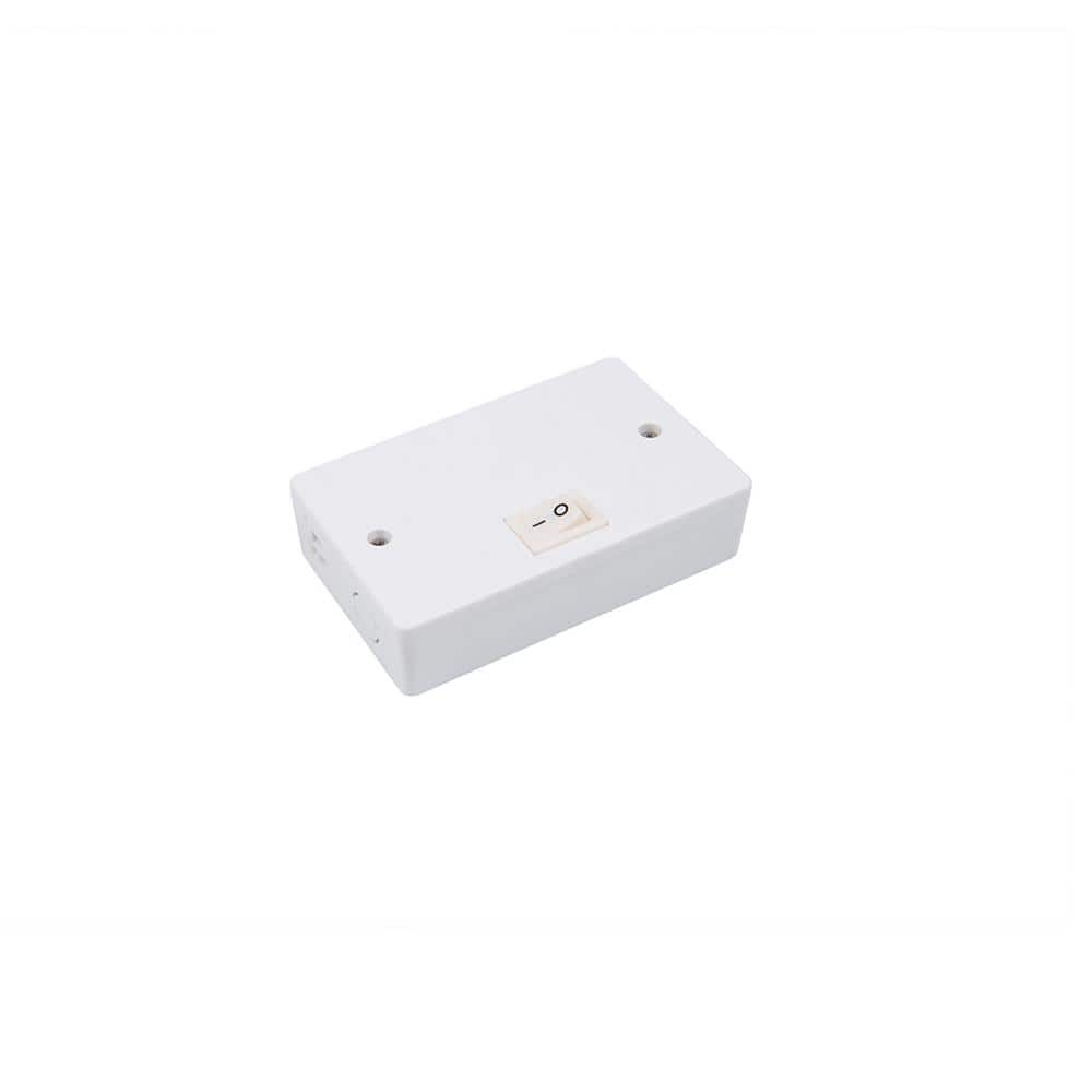 White Hardwired Box with On/Off Switch for Puck Light