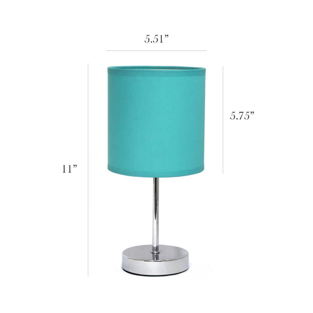 Blue Chrome Mini Table Lamp Set with Fabric Shades