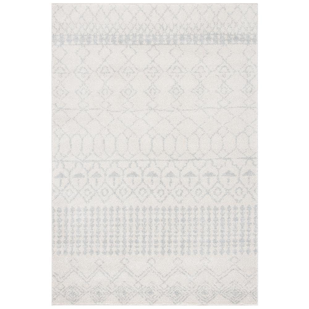 Ivory & Light Grey Reversible Synthetic Area Rug, 9' x 12'