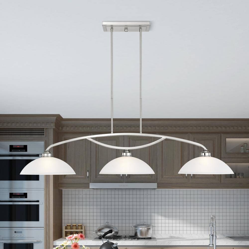 Somerset Sleek 50'' Brushed Nickel Linear Island Light with Satin Glass