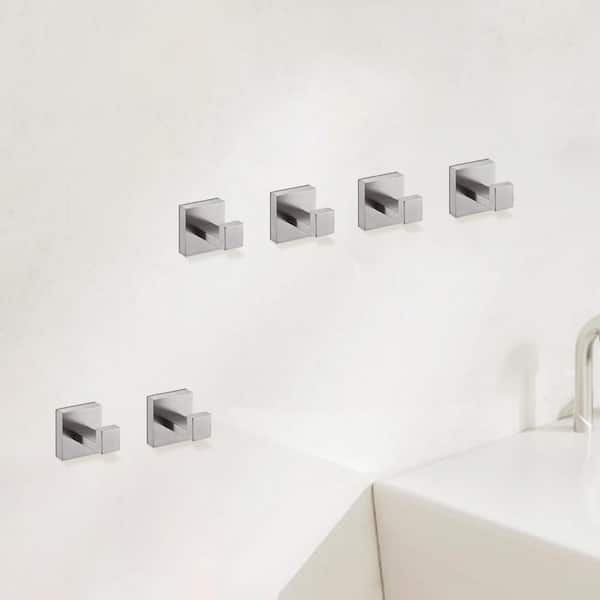 6-Pack J-Hook Wall-Mounted Stainless Steel Bathroom Robe/Towel Hook in Brushed Nickel for Bathroom Kitchen