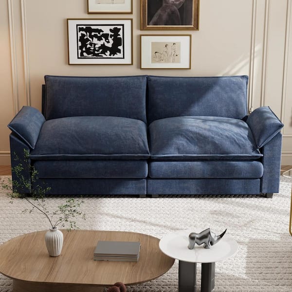 LACOO 84 in. Deluxe Pillow-Styled Chenille Amethyst Loveseat, Available for Modular Sofa Set
