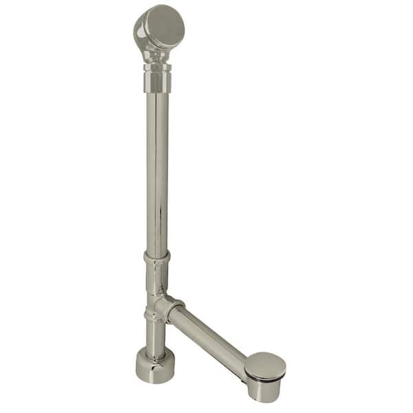 Westbrass Illusionary 22 in. Rough-in Waste and Overflow with Fully Finished Ball Joint and Tip-Toe Drain in Satin Nickel