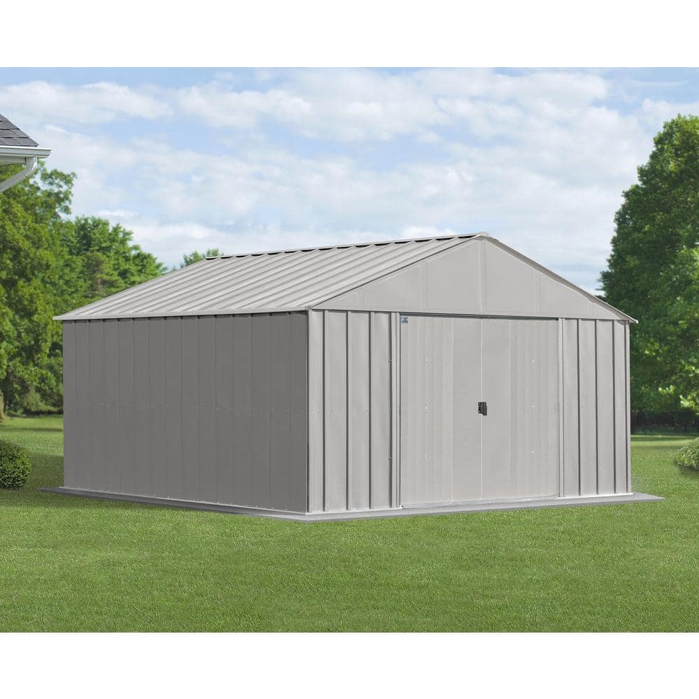 12' x 12' Flute Grey Galvanized Steel Storage Shed