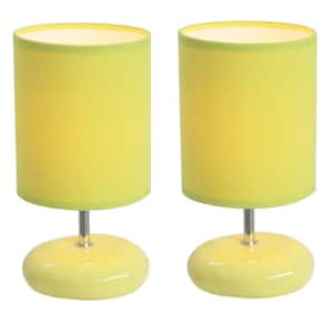10.5 in. Green Stonies Small Stone Look Table Bedside Lamp (2-Pack)