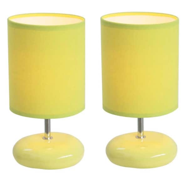 Simple Designs 10.5 in. Green Stonies Small Stone Look Table Bedside Lamp (2-Pack)