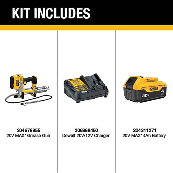20V MAX Cordless 10,000 PSI Variable Speed Grease Gun, (1) 20V 4.0Ah Battery, and Charger
